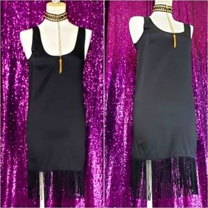 Black fringe Mini Dress